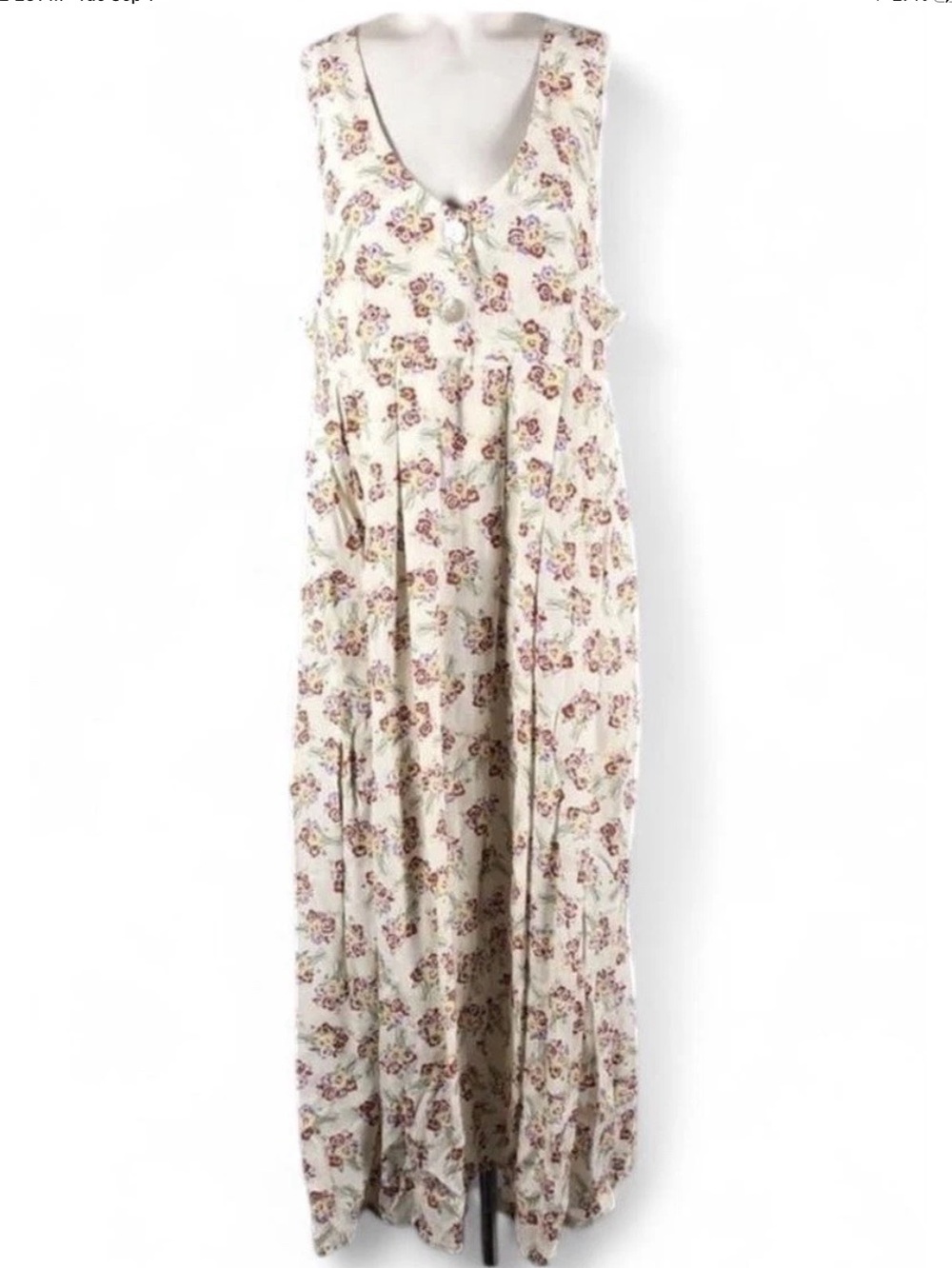 Vintage Express Floral Cream Maxi Dress - Picture 2 of 5